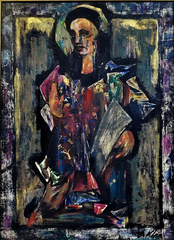 Eugène Klementieff   "L'Evangéliste"  Huile sur Panneau  XX ème