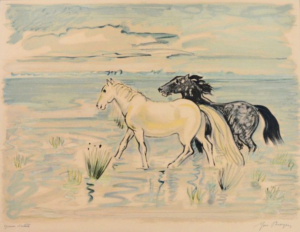 Yves Brayer "Les chevaux en Camargue" Lithographie EA XX ème