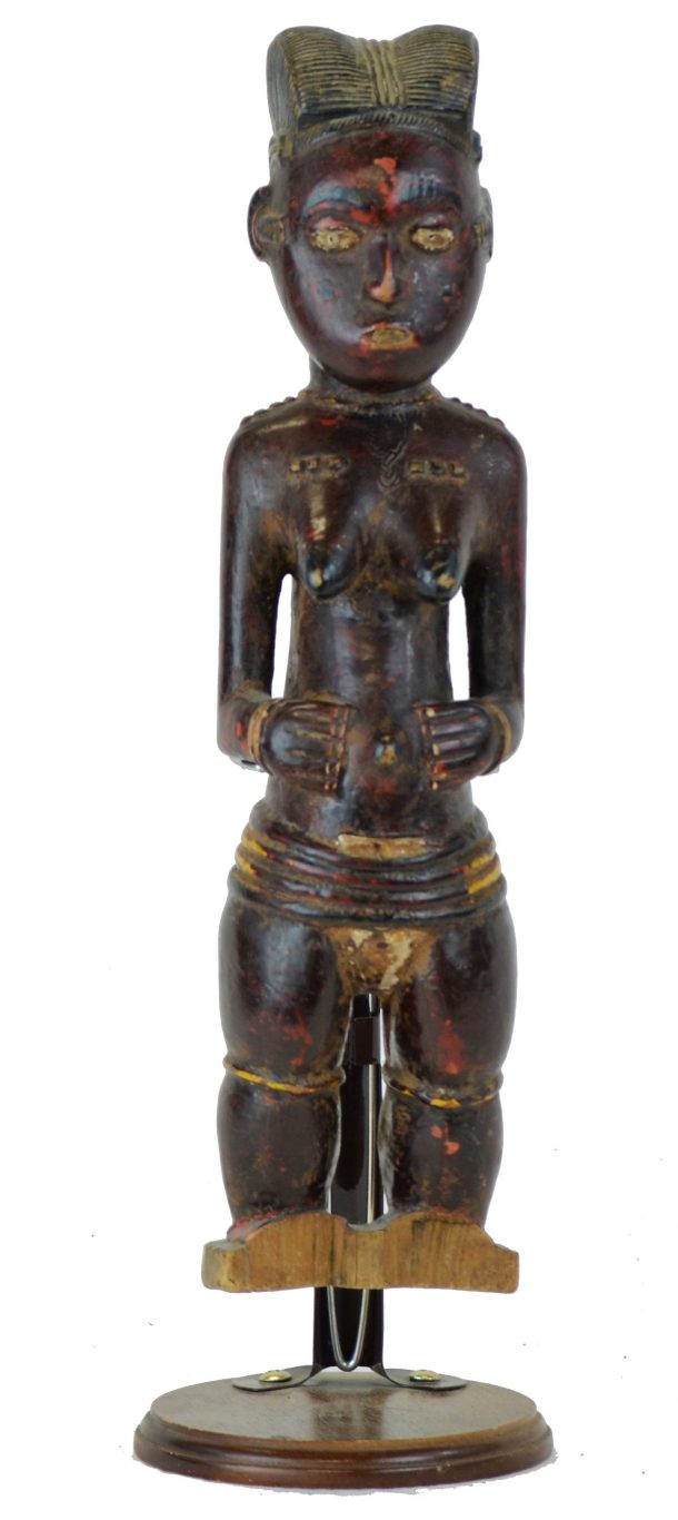 Statuette polychrome "Blolo Bla"  Côte d'ivoire patine rouge