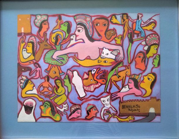 Regraguia Benhila Artiste peintre Marocain  Gouache sur papier XX ème