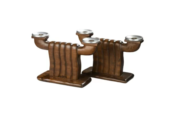 Louis Prodhon Paire de bougeoirs "brutaliste" en ébène de macassar France Art Déco