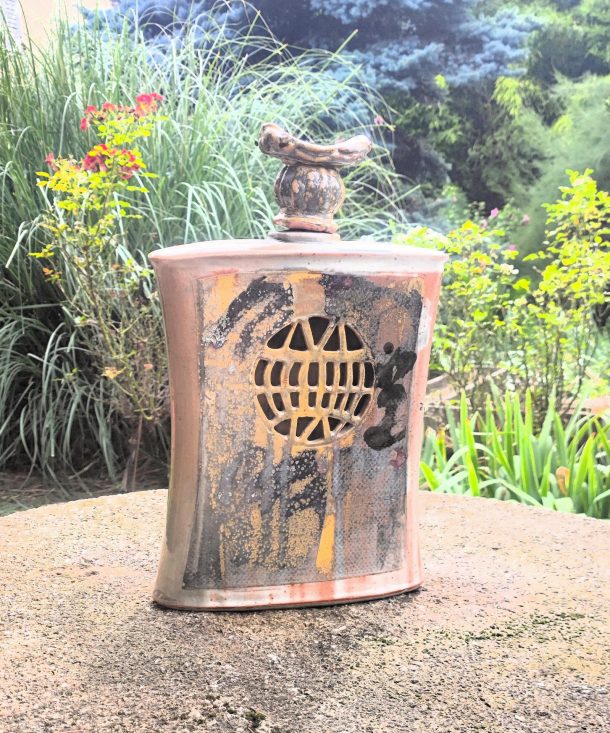 Vincent POTIER Important flacon à cabochon légèrement cintré en grés émaillé XX ème