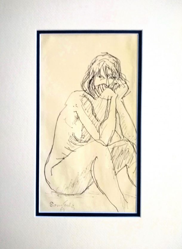 Jean Souverbie Étude de nu Dessin à la plume XX ème