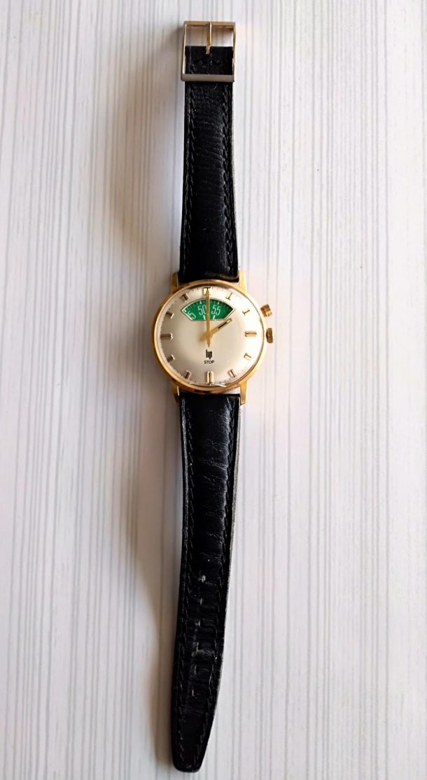 LIP (Stop dit Parking ) Mythique montre ronde homme en plaqué or vers 1968/71