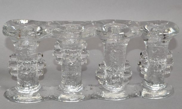 Bougeoir en verre cristal Staffen Gellerstedt  fabriqué à Pukeberg en Suède fin des années 1970
