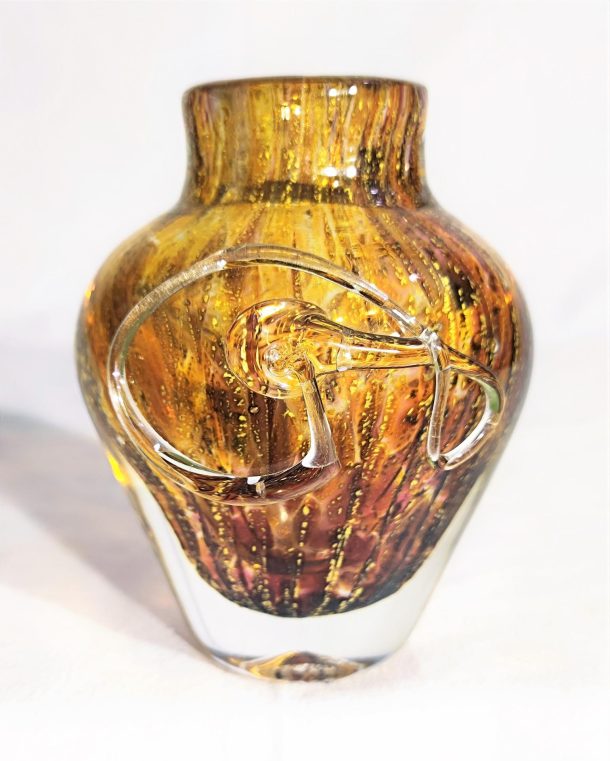 Jean-Claude Novaro  Vase en pâte de verre soufflé  et inclusions d'or XX ème