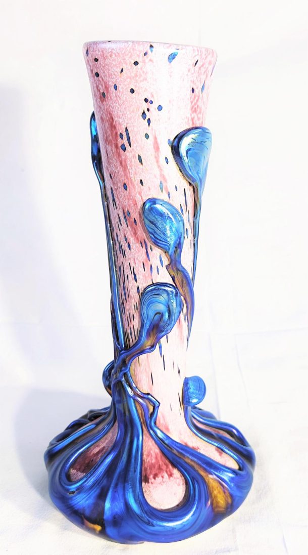 Michele LUZORO  Vase oignon à long col Pâte de verre BIOT 1994