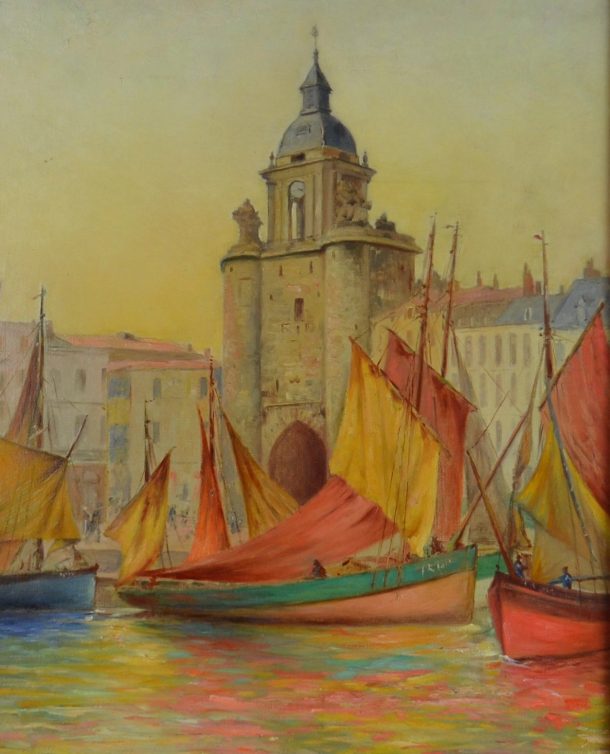 Paul Charles DE PLUMENT DE BAILHAC  "Port de La Rochelle"  Huile sur toile XX ème