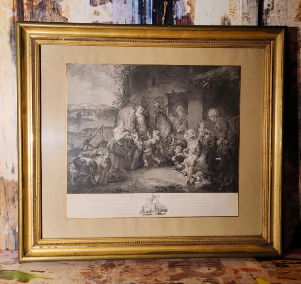 D'après Charles Benezech 1783 Le vrai bonheur  Eau-forte et gravure au burin